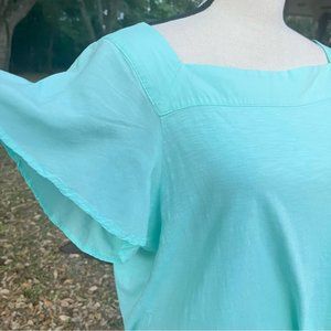 Vince Camuto Blouse, Square Neck, Flutter Sleeves Super Feminine XL